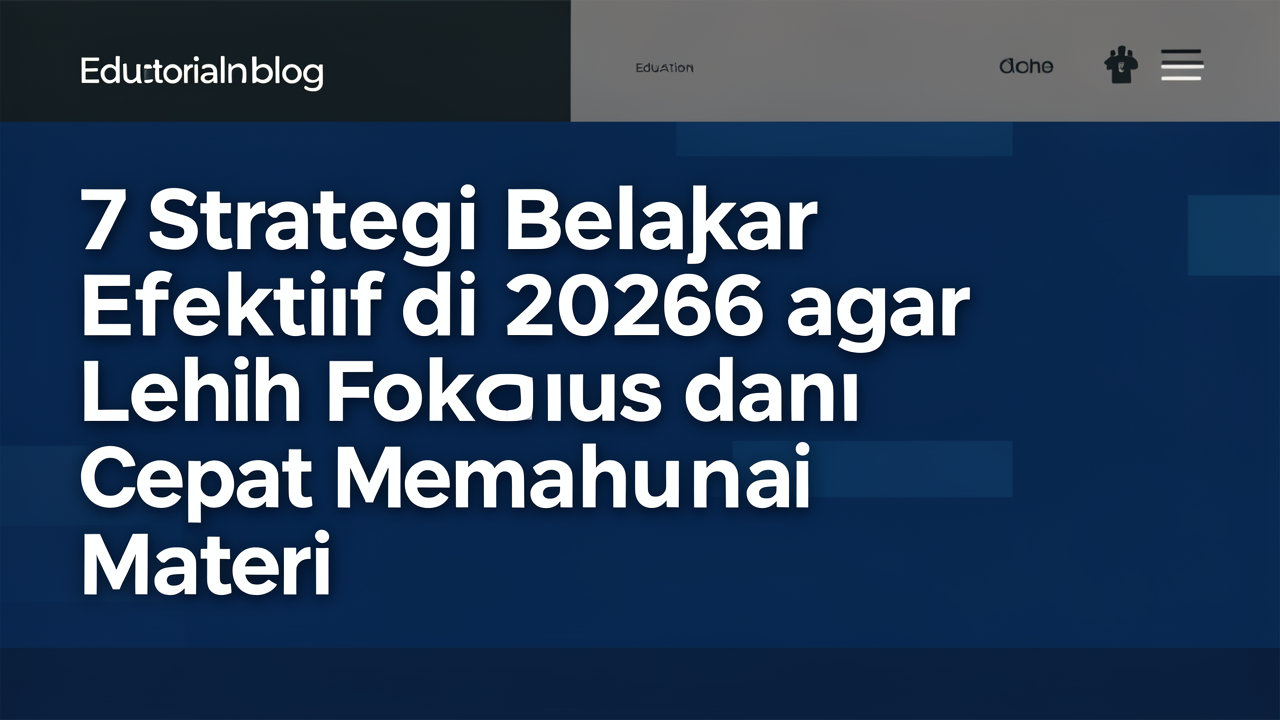 7 Strategi Belajar Efektif di 2026 agar Lebih Fokus dan Cepat Memahami Materi