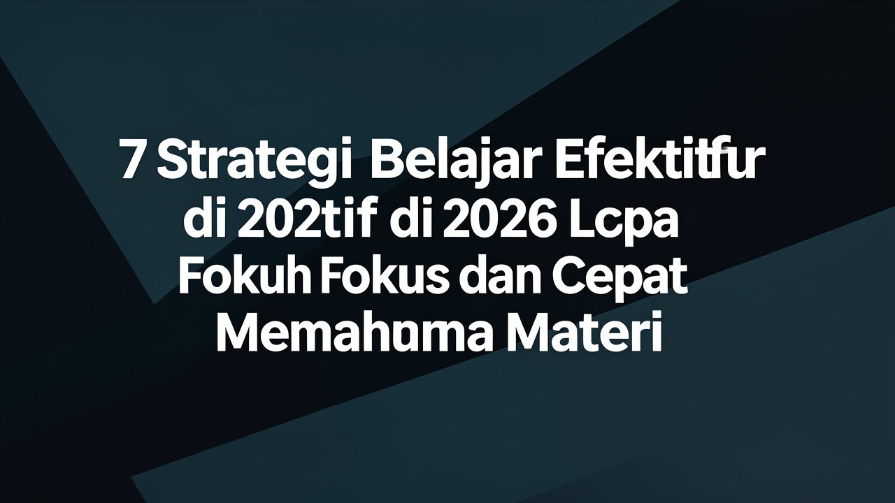 7 Strategi Belajar Efektif di 2026 agar Lebih Fokus dan Cepat Memahami Materi