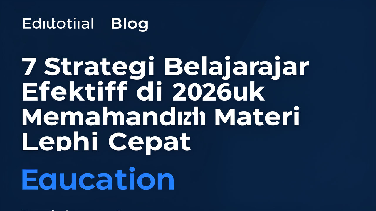 7 Strategi Belajar Efektif di 2026 untuk Memahami Materi Lebih Cepat